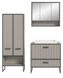 Badmbel Set Scana in sand und schwarz Badkombination mit Waschbecken 154 cm, Soft-Close