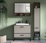 Badmbel Set Scana in sand und schwarz Badkombination mit Waschbecken 125 cm, Soft-Close