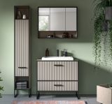 Badmbel Set Scana in sand und schwarz Badkombination mit Waschbecken 125 cm, Soft-Close