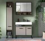 Badmbel Set 3-teilig Scana in sand und schwarz Badkombination 125 x 192 cm, Soft-Close