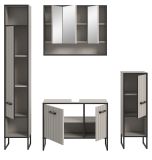 Badmbel Set 4-teilig Scana in sand und schwarz Badkombination 170 x 192 cm, Soft-Close