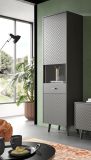 Vitrine Madea in grau matt Vitrinenschrank 58 x 195 cm