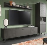 Wohnwand Madea in grau matt Wohnkombination 3-teilig 258 x 195 cm