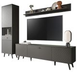 Wohnwand Madea in grau matt Wohnkombination 3-teilig 258 x 195 cm