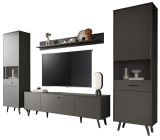 Wohnwand Madea in grau matt Wohnkombination 4-teilig 331 x 195 cm