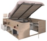 Parisot Stauraumbett Travel in Eiche Jackson und wei Hochbett Liegeflche 140 x 200 cm