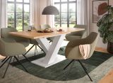 Esstisch Home-X in Artisan Eiche und wei Tisch ausziehbar 150 - 190 cm