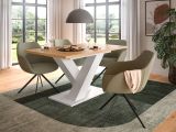 Esstisch Home-X in Artisan Eiche und wei Tisch ausziehbar 150 - 190 cm