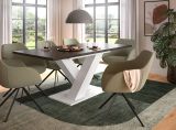 Esstisch Home-X in grau und wei Tisch ausziehbar 150 - 190 cm