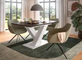 Esstisch Home-X in grau und wei Tisch ausziehbar 150 - 190 cm