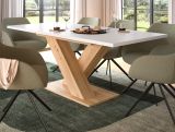 Esstisch Home-X in wei und Artisan Eiche Tisch ausziehbar 150 - 190 cm