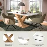 Esstisch Home-X in wei und Artisan Eiche Tisch ausziehbar 150 - 190 cm