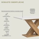 Esstisch Home-X in wei und Artisan Eiche Tisch ausziehbar 150 - 190 cm