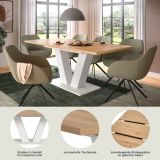 Esstisch Home-X in Artisan Eiche und wei Tisch ausziehbar 150 - 190 cm