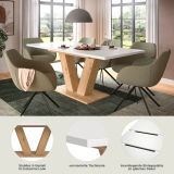 Esstisch Home-X in wei und Artisan Eiche Tisch ausziehbar 150 - 190 cm