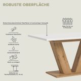 Esstisch Home-X in wei und Artisan Eiche Tisch ausziehbar 150 - 190 cm