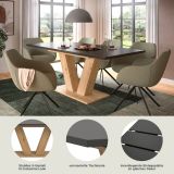 Esstisch Home-X in grau und Artisan Eiche Tisch ausziehbar 150 - 190 cm