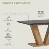 Esstisch Home-X in grau und Artisan Eiche Tisch ausziehbar 150 - 190 cm