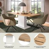 Esstisch Home-X in Artisan Eiche und wei Tisch ausziehbar 150 - 190 cm