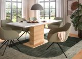Esstisch Home-X in wei und Artisan Eiche Tisch ausziehbar 150 - 190 cm