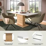 Esstisch Home-X in wei und Artisan Eiche Tisch ausziehbar 150 - 190 cm