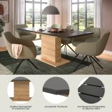 Esstisch Home-X in grau und Artisan Eiche Tisch ausziehbar 150 - 190 cm