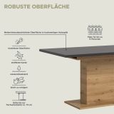 Esstisch Home-X in grau und Artisan Eiche Tisch ausziehbar 150 - 190 cm