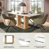 Esstisch Home-X in wei und Artisan Eiche Tisch ausziehbar 150 - 190 cm