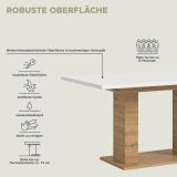 Esstisch Home-X in wei und Artisan Eiche Tisch ausziehbar 150 - 190 cm