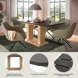 Esstisch Home-X in grau und Artisan Eiche Tisch ausziehbar 150 - 190 cm