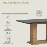 Esstisch Home-X in grau und Artisan Eiche Tisch ausziehbar 150 - 190 cm