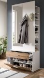 Kompaktgarderobe Pallas in wei und Nox Eiche Garderobe mit Spiegel 80 x 190 cm