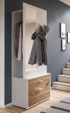 Kompaktgarderobe Pallas in wei und Nox Eiche Garderobe mit Spiegel 80 x 190 cm