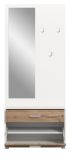 Kompaktgarderobe Pallas in wei und Nox Eiche Garderobe mit Spiegel 80 x 190 cm