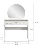 Schminktisch Relief in wei Hochglanz mit 3-D Struktur Kosmetiktisch mit Spiegel 90 cm