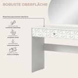 Schminktisch Relief in wei Hochglanz mit 3-D Struktur Kosmetiktisch mit Spiegel 90 cm