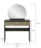 Schminktisch Relief in schwarz und Gold mit 3-D Struktur Kosmetiktisch mit Spiegel 90 cm