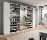 Garderobenschrank mit Spiegeltr SystemX in wei Hochglanz Schuhschrank 281 x 193 cm