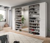 Garderobenschrank mit Spiegeltr SystemX in wei Hochglanz Schuhschrank 281 x 193 cm