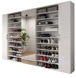 Garderobenschrank mit Spiegeltr SystemX in wei Hochglanz Schuhschrank 281 x 193 cm