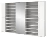 Garderobenschrank mit Spiegeltr SystemX in wei Hochglanz Schuhschrank 281 x 193 cm