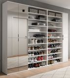 Garderobenschrank mit Spiegeltr SystemX in wei Hochglanz Schuhschrank 251 x 193 cm