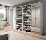 Garderobenschrank mit Spiegeltr SystemX in wei Hochglanz Schuhschrank 251 x 193 cm