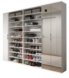 Garderobenschrank mit Spiegeltr SystemX in wei Hochglanz Schuhschrank 251 x 193 cm