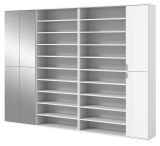 Garderobenschrank mit Spiegeltr SystemX in wei Hochglanz Schuhschrank 251 x 193 cm