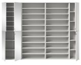 Garderobenschrank mit Spiegeltr SystemX in wei Hochglanz Schuhschrank 251 x 193 cm