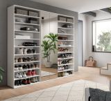 Garderobenschrank mit Spiegeltr SystemX in wei Schuhschrank 221 x 193 cm