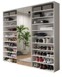 Garderobenschrank mit Spiegeltr SystemX in wei Schuhschrank 221 x 193 cm
