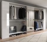 Garderobenschrank mit Spiegeltr SystemX in wei Hochglanz Schuhschrank 341 x 193 cm