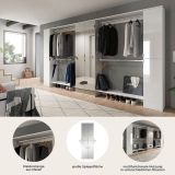 Garderobenschrank mit Spiegeltr SystemX in wei Hochglanz Schuhschrank 341 x 193 cm